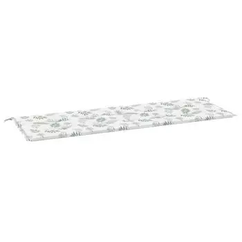 Подушка для садовой скамейки vidaXL с рисунком листьев 150x50x3 см, ткань Оксфорд, зеленый