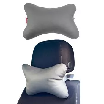 Подушка для шеи автомобиля | Подушка для игрового кресла | Подголовник автокресла | Дорожная подушка из искусственной кожи | Удобная и водонепроницаемая подушка для путешествий | Цвет серый Home-&-Fashion