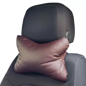 Подушка для шеи автомобиля | Подушка для игрового кресла | Подголовник автокресла | Дорожная подушка из искусственной кожи | Удобная и водонепроницаемая подушка для путешествий | коричневый цвет Home-&-Fashion