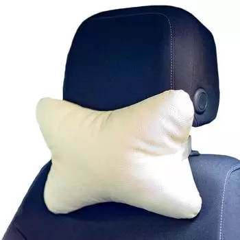 Подушка для шеи автомобиля | Подушка для игрового кресла | Подголовник автокресла | Дорожная подушка из искусственной кожи | Удобная и водонепроницаемая подушка для путешествий | Цвет: Экрю Home-&-Fashion