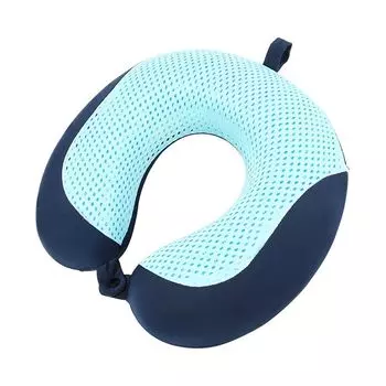 Подушка для шеи Эргономичный изогнутый дизайн Скрытая молния -Застежка-кнопка снимает усталость головы -Поддержка дышащего самолета из пены с эффектом памяти -Подушка для автомобиля -Темно-синий Stuttg