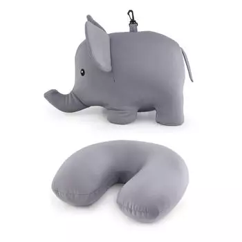 Подушка для шеи на молнии и флип СЛОН от Kikkerland мягкая игрушка детская подушка для путешествий
