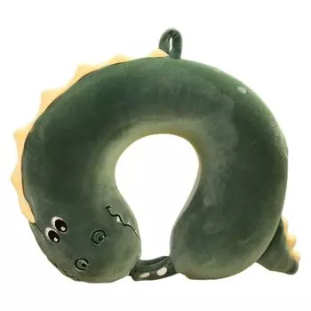 Подушка для шеи, регулируемая, очень мягкая, дышащая, не потрясающая, моющаяся, U-образная, мультяшная, милая, подушка для путешествий в самолете, зеленая Stuttg