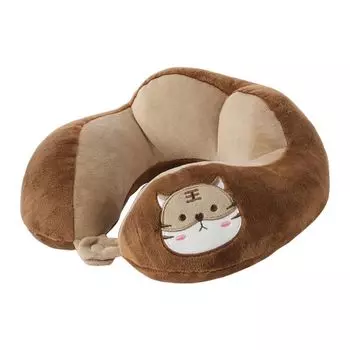 Подушка для шеи с подвесным отверстием, горбатый дизайн, ПП, хлопок, детская, для снятия усталости шейного отдела позвоночника, плюшевая U-образная подушка для повседневной жизни, коричневая Stuttg