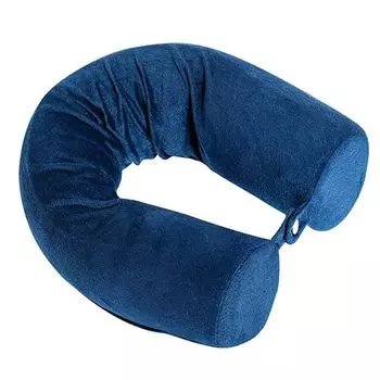 Подушка для шеи, удобная эргономичная поддержка из пены с эффектом памяти, портативная U-образная подушка для сна, офисные принадлежности, темно-синий Stuttg