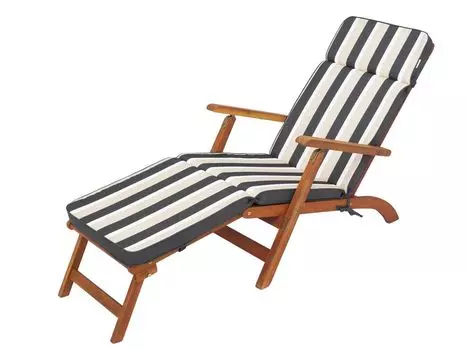 Подушка для шезлонга PillowPrim, подушка для шезлонга садовая (графит с полосками) 178 х 47 см, толщина 5 см, подушки для шезлонга, удобные подушки для шезлонгов Stanislaw Jurga