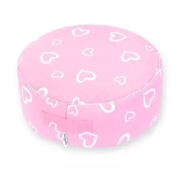 Подушка для сиденья Amilian с чехлом диаметром около 40 см, высотой около 16 см, пуф-пуф, для детей, подставка для ног с мягким наполнением, подушка для пола, сумка-погремушка., розовый