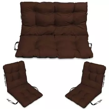 Подушка для сиденья Подушка для скамейки Подушка для скамейки — 100x50 см и спинка 100x60 см с комплектом подушек для стула 2 48x96 см — для улицы и для дома — красный SuperKissen24., коричневый