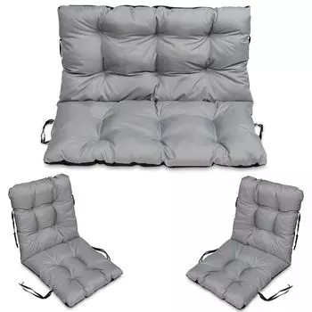 Подушка для сиденья Подушка для скамейки Подушка для скамейки — 180x50 см и спинка 180x60 см с комплектом подушек для стула 2 48x96 см — для улицы и для дома — синий SuperKissen24., серый
