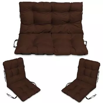 Подушка для сиденья Подушка для скамейки Подушка для скамейки - 120x50 см и спинка 120x60 см с комплектом подушек для стула 2 48x96 см - для улицы и для дома - серый SuperKissen24., коричневый