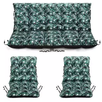 Подушка для сиденья Подушка для скамейки Подушка для скамейки - 180x50 см и спинка 180x60 см с комплектом подушек для стула 2 48x96 см - для улицы и для дома - темно-зеленый SuperKissen24.