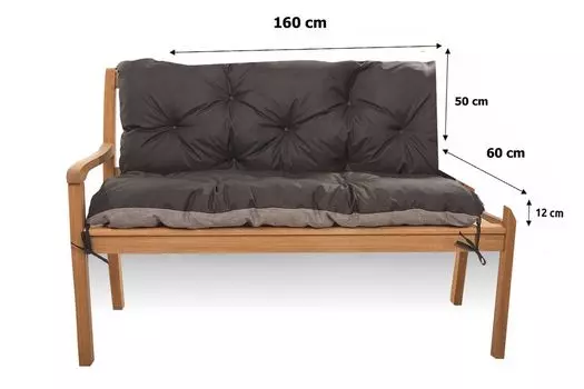 Подушка для скамьи Подушка для скамейки ETNA Подушка для скамейки Подушка для скамейки на открытом воздухе/в помещении - подушка для скамейки Подушка с плетеным узором для скамеек в доме и саду Подушка для сиденья 180 x 40 см графит Setgarden, ч...