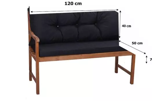 Подушка для скамейки 120 x 50 x 50 антрацит | Условия банка | Подушка для садовой скамейки | Голливудская подушка для качелей | Подушки сидений и спинки | Подушка для сиденья скамья | Сетгарден Setgarden, черный