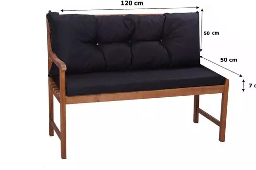 Подушка для скамейки 120 x 60 x 50 антрацит | Условия банка | Подушка для садовой скамейки | Голливудская подушка для качелей | Подушки сидений и спинки | Подушка для сиденья скамья | Сетгарден Setgarden, черный