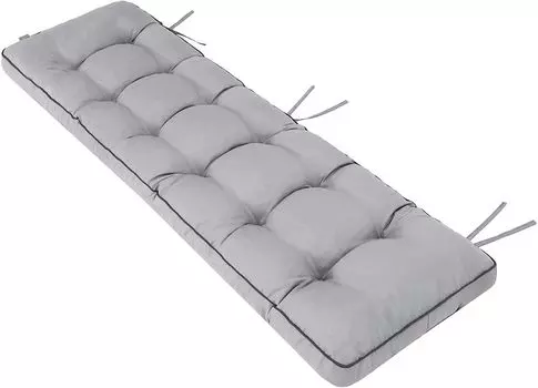 Подушка для скамейки ETNA Подушка для скамейки Подушка для скамейки Подушка для улицы/в помещении - Подушка для скамейки Подушка с плетеным узором для скамейки в доме и саду Подушка для сиденья 180 x 50 см светло-серый Hobbygarden