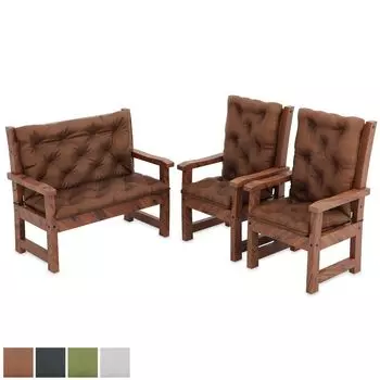 Подушка для скамейки MOLTICO для садовой скамейки - подушка сиденья и спинка 100x50x10 см с комплектом подушек для стула 2 120x50x10 см - водонепроницаемая для улицы - коричневый