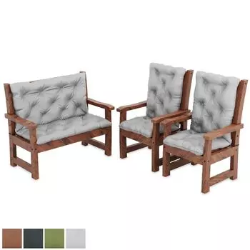 Подушка для скамейки MOLTICO для садовой скамейки - подушка сиденья и спинка 100x50x10 см с комплектом подушек для стула 2 120x50x10 см - водонепроницаемая для улицы - серый