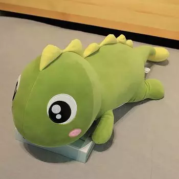Подушка для сна, игрушка в форме динозавра, дышащая хлопковая, сильная гибкость, обнимающая подушка для девочек-желтая, размеры: 100 см Stuttg