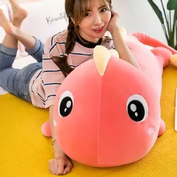 Подушка для сна, игрушка в форме динозавра, дышащая хлопковая, сильная гибкость, обнимающая подушка для девочек, розовая. Размеры: 80 см Stuttg