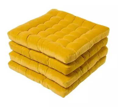 Подушка для стульев Homescapes 4 шт, 40x5x40 см цвет senfgelb