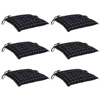 Подушка для стульев vidaXL 3010060-3 (6 шт), 40x7x40 см, черно-белый