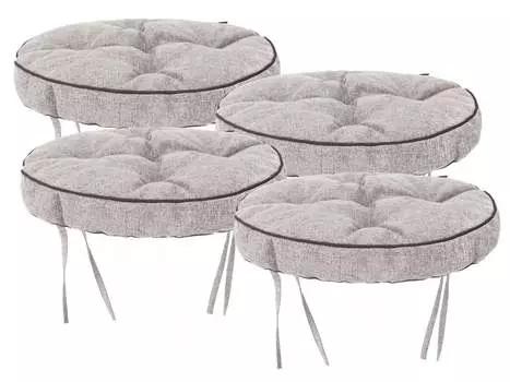 Подушка для стула для столовой SC, мягкая подушка для стула для гостиной Подушка для садового стула, подушка для удобного сиденья, подушка для садового стула, подушка для внутреннего/наружного использования — 4 круглые подушки 38 см — бежевый Sa...