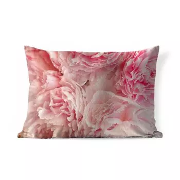 Подушка для улицы MuchoWow - букет розовых пионов, вид сверху - 50x30 см - защита от атмосферных воздействий - подушка для отдыха - чехол для подушки - хлопчатобумажная ткань - декоративные чехлы для подушек, мультиколор