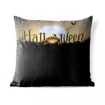 Подушка для улицы MuchoWow - Буквы Хэллоуина, освещенные полной луной на иллюстрации - 60x60 см - Устойчивы к атмосферным воздействиям - Подушки для отдыха - Чехлы для подушек - Декоративные чехлы для подушек - Декоративные чехлы для подушек, му...