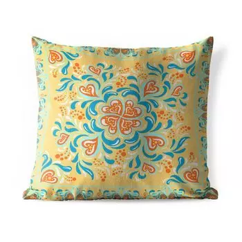 Подушка для улицы MuchoWow - четырехлистный клевер - сердце - рамка - узор - 50x50 см - защита от атмосферных воздействий - подушка для отдыха - чехол для подушки - хлопчатобумажная ткань - декоративные чехлы для подушек, мультиколор
