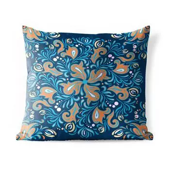 Подушка для улицы MuchoWow - цветок - листья - точки - узор - 40x40 см - защита от атмосферных воздействий - подушка для отдыха - чехол для подушки - хлопчатобумажная ткань - декоративные чехлы для подушек, мультиколор