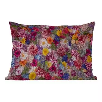 Подушка для улицы MuchoWow - цветы - цвета - коллаж - 50x30 см - защита от атмосферных воздействий - подушка для отдыха - чехол для подушки - хлопчатобумажная ткань - декоративные чехлы для подушек, мультиколор