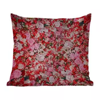 Подушка для улицы MuchoWow - цветы - цвета - розы - 50x50 см - защита от атмосферных воздействий - подушка для отдыха - чехол на подушку - хлопчатобумажная ткань - декоративные чехлы на подушки, мультиколор
