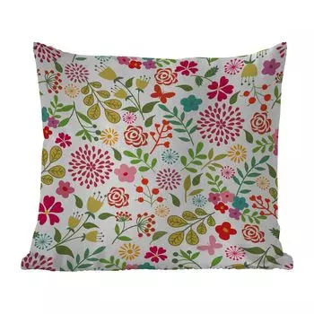 Подушка для улицы MuchoWow - цветы - цвета - узоры - 50x50 см - защита от атмосферных воздействий - подушка для отдыха - чехол на подушку - хлопчатобумажная ткань - декоративные чехлы на подушки, мультиколор