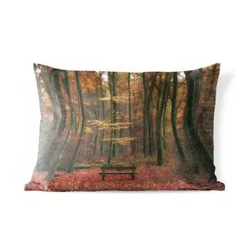 Подушка для улицы MuchoWow - деревянная скамейка в национальном парке Нью-Форест в Англии - 50x30 см - устойчива к атмосферным воздействиям - подушка для отдыха - чехол для подушки - хлопчатобумажная ткань - декоративные чехлы для подушек, мульт...