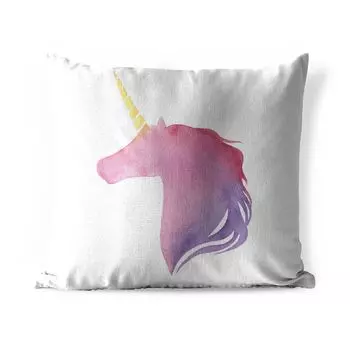Подушка для улицы MuchoWow — Детская иллюстрация Единорога в фиолетовом цвете — 40x40 см — Устойчивость к атмосферным воздействиям — Подушка для отдыха — Чехол на подушку — Хлопчатобумажная ткань — Декоративные наволочки, мультиколор