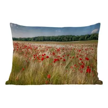 Подушка для улицы MuchoWow - Дикие маки на большом поле - 60x40 см - Устойчивость к атмосферным воздействиям - Подушка для отдыха - Чехлы для подушек - Декоративные чехлы для подушек - Декоративные чехлы для подушек, мультиколор