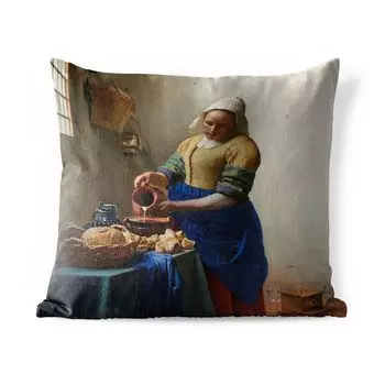 Подушка для улицы MuchoWow - Доярка - Картина Йоханнеса Вермеера - 45x45 см - Устойчивость к атмосферным воздействиям - Подушка для отдыха - Чехлы для подушек - Декоративные чехлы для подушек - Декоративные чехлы для подушек, мультиколор