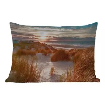 Подушка для улицы MuchoWow - дюна - растения - закат - пляж - море - 50x30 см - защита от атмосферных воздействий - подушка для отдыха - чехол для подушки - хлопчатобумажная ткань - декоративные чехлы для подушек, мультиколор