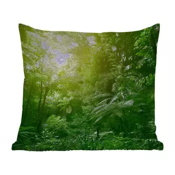 Подушка для улицы MuchoWow - Джунгли - Растения - Листья - Мальчики - Девочки - Дети - 50x50 см - Устойчивость к атмосферным воздействиям - Подушка для отдыха - Чехлы на подушки - Хлопчатобумажная ткань - Декоративные наволочки, мультиколор