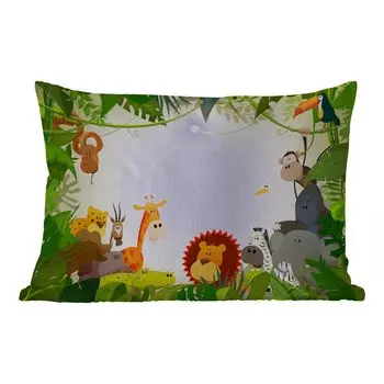 Подушка для улицы MuchoWow - Джунгли - Животные - Змея - Слон - Мальчики - Девочки - Дети - Малыши - 50x30 см - Устойчивость к атмосферным воздействиям - Подушка для отдыха - Чехлы на подушки - Хлопчатобумажная ткань - Декоративные наволочки, му...