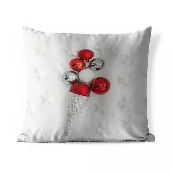 Подушка для улицы MuchoWow - Елочные игрушки в форме мороженого - 60x60 см - Устойчивость к атмосферным воздействиям - Подушка для отдыха - Чехлы для подушек - Декоративные чехлы для подушек - Декоративные чехлы для подушек, мультиколор