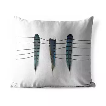 Подушка для улицы MuchoWow - Фон с перьями - 50x50 см - Устойчивость к атмосферным воздействиям - Подушка для отдыха - Чехол на подушку - Хлопчатобумажная ткань - Декоративные наволочки, мультиколор