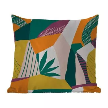 Подушка для улицы MuchoWow - Фрукты - Иллюстрация - Цвета - Девочки - Дети - Розовый - Детский - 50x50 см - Устойчивость к атмосферным воздействиям - Подушка для отдыха - Чехол на подушку - Хлопчатобумажная ткань - Декоративные наволочки, мульти...