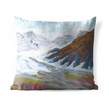Подушка для улицы MuchoWow - горы - снег - небо - 50x50 см - защита от атмосферных воздействий - подушка для отдыха - чехол для подушки - хлопчатобумажная ткань - декоративные чехлы для подушек, мультиколор