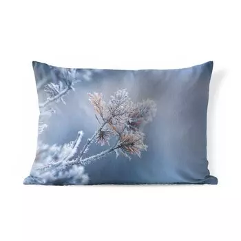 Подушка для улицы MuchoWow - хвоя - растения - лед - снег - зима - 50x30 см - защита от атмосферных воздействий - подушка для отдыха - чехол для подушки - хлопчатобумажная ткань - декоративные чехлы для подушек, мультиколор