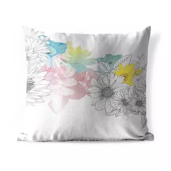 Подушка для улицы MuchoWow - иллюстрация цветного цветочного узора - 40x40 см - устойчива к атмосферным воздействиям - подушка для отдыха - чехол для подушки - хлопчатобумажная ткань - декоративные чехлы для подушек, мультиколор