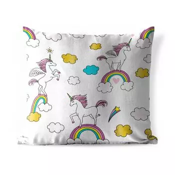 Подушка для улицы MuchoWow — Иллюстрация единорога для детей — 50x50 см — Устойчивость к атмосферным воздействиям — Подушка для отдыха — Чехол на подушку — Хлопчатобумажная ткань — Декоративные наволочки, мультиколор