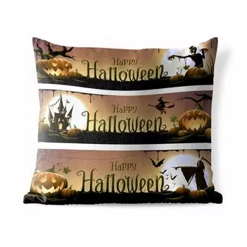 Подушка для улицы MuchoWow — Иллюстрация Хэллоуина, состоящая из трех частей — 50x50 см — Устойчивость к атмосферным воздействиям — Подушка для отдыха — Чехол на подушку — Хлопчатобумажная ткань — Декоративные наволочки, мультиколор