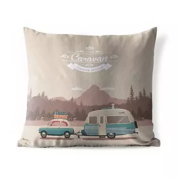 Подушка для улицы MuchoWow — иллюстрация старого фургона в горах — 50x50 см — устойчива к атмосферным воздействиям — подушка для отдыха — чехол для подушки — хлопчатобумажная ткань — декоративные чехлы для подушек, мультиколор