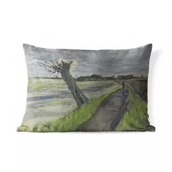 Подушка для улицы MuchoWow - Ива Полларда - Винсент Ван Гог - 50x30 см - Устойчивость к атмосферным воздействиям - Подушка для отдыха - Чехол на подушку - Хлопчатобумажная ткань - Декоративные наволочки, мультиколор